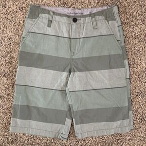 Calvin Klein Shorts Boys Youth 16 Green Striped Chino Casual